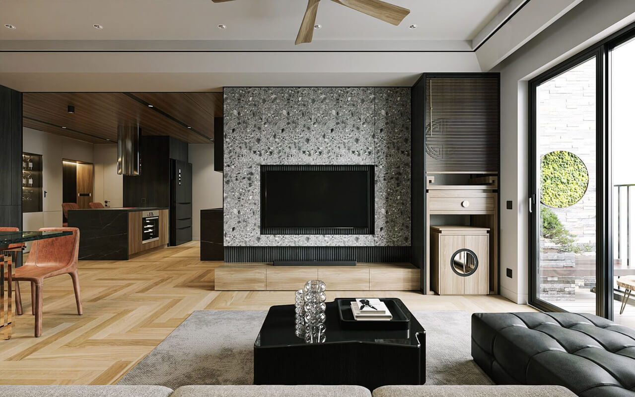  Living Room - Kitchen Interior Model by Nguyen The Dinh