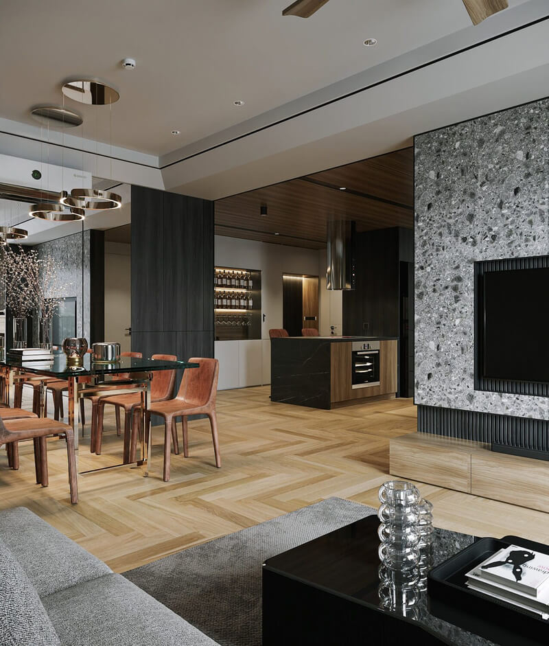  Living Room - Kitchen Interior Model by Nguyen The Dinh