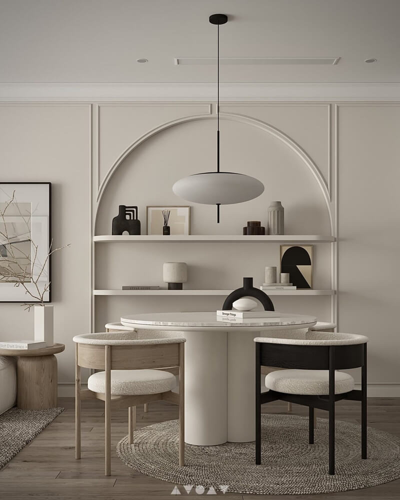  3D Living Room - Kitchen Interior By Nghiem Thuy Linh