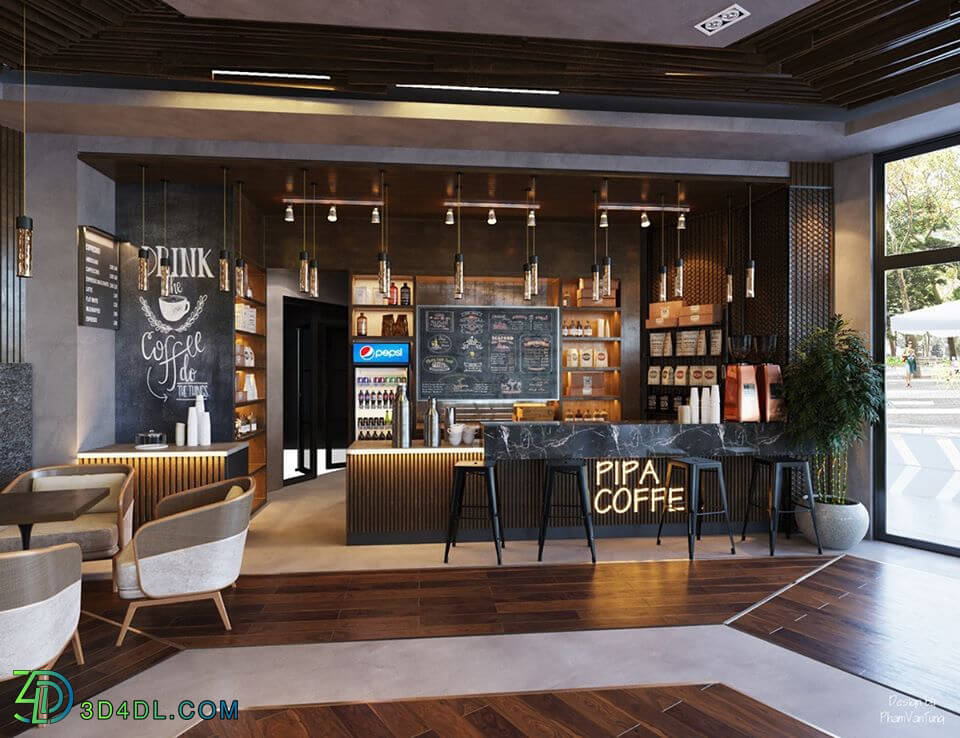 3D Model Interior Coffee 24 Scenes File 3dsmax By PV Tung