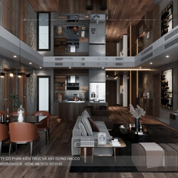 Living Room - Kitchen Interior by Trong Khoa 