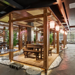 3D Model Interior Chinese Restaurant Scene  