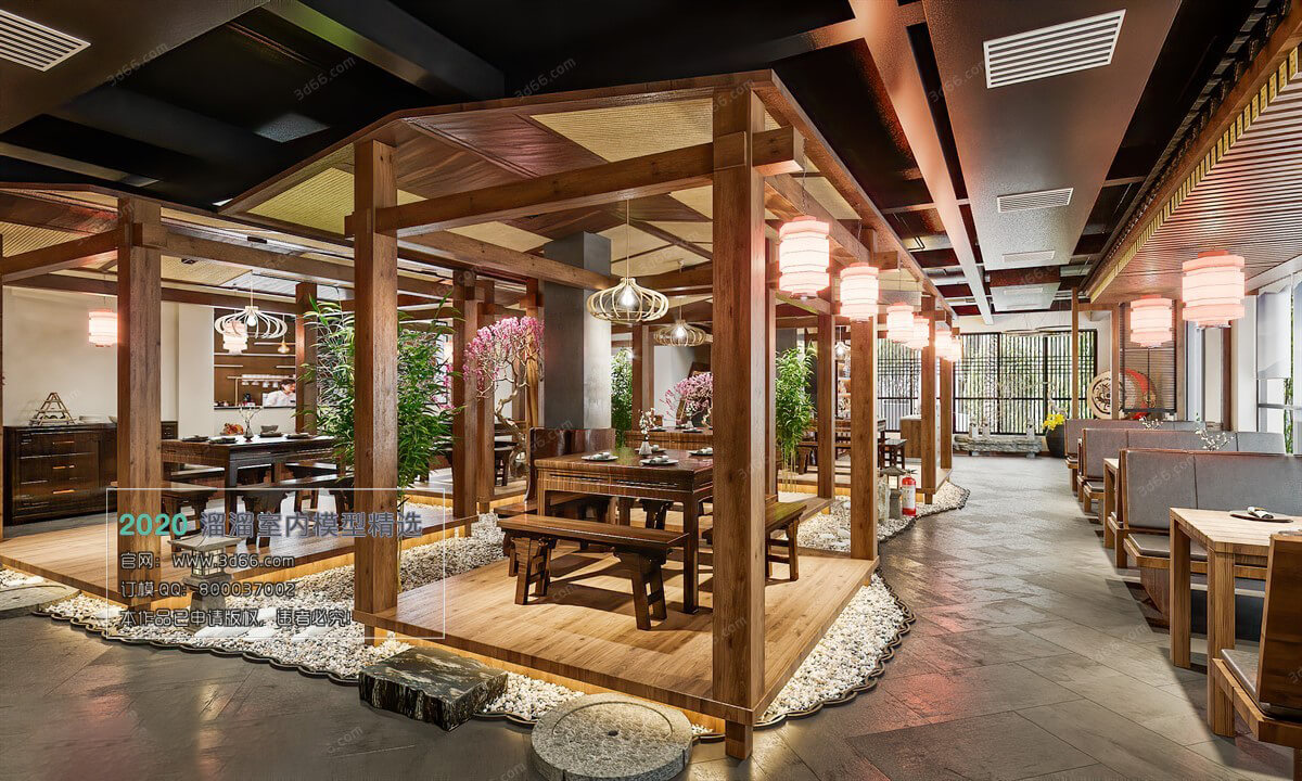 3D Model Interior Chinese Restaurant Scene 