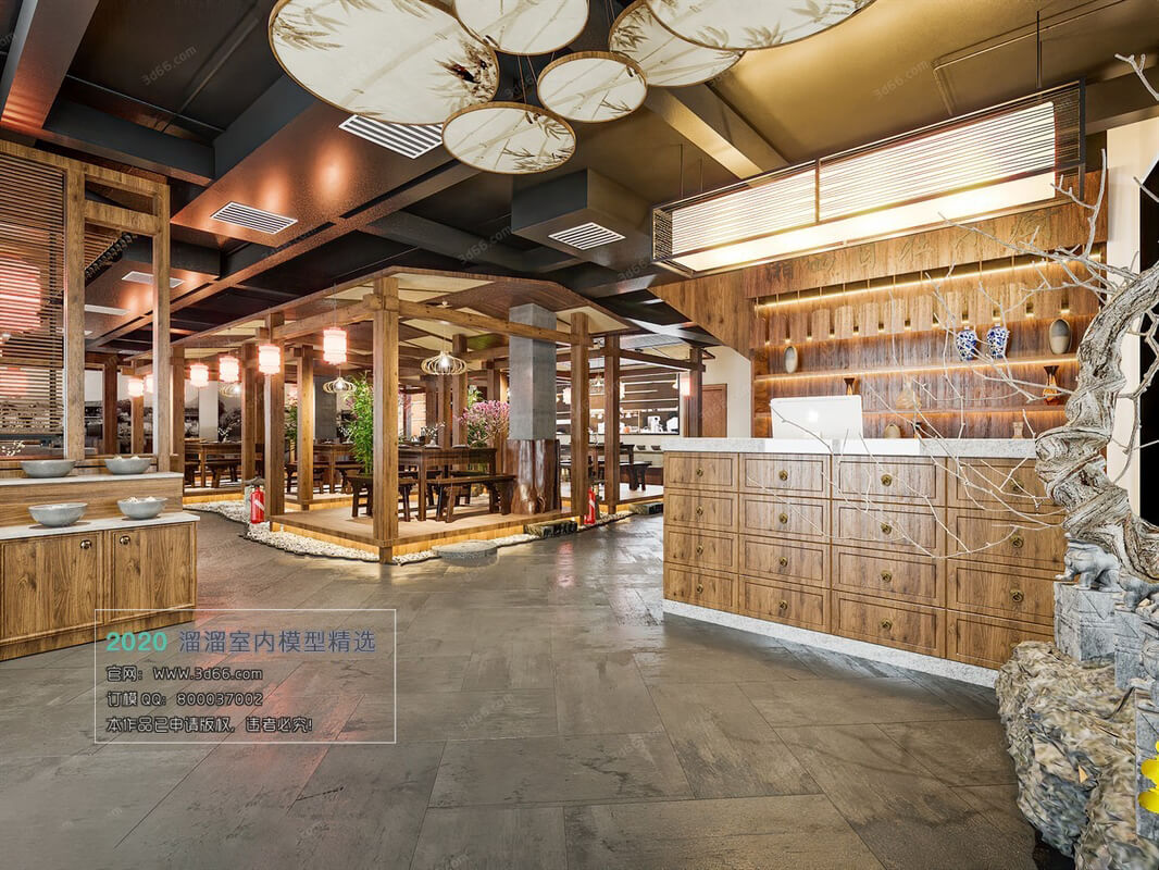 3D Model Interior Chinese Restaurant Scene 