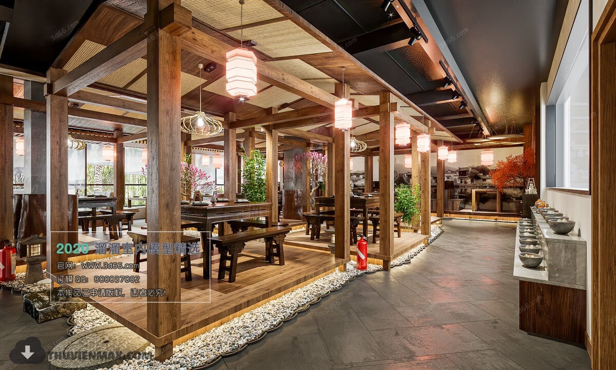 3D Model Interior Chinese Restaurant Scene 
