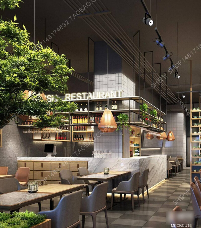 3D Model Interior Coffee 2 Scenes File 3dsmax Free Download
