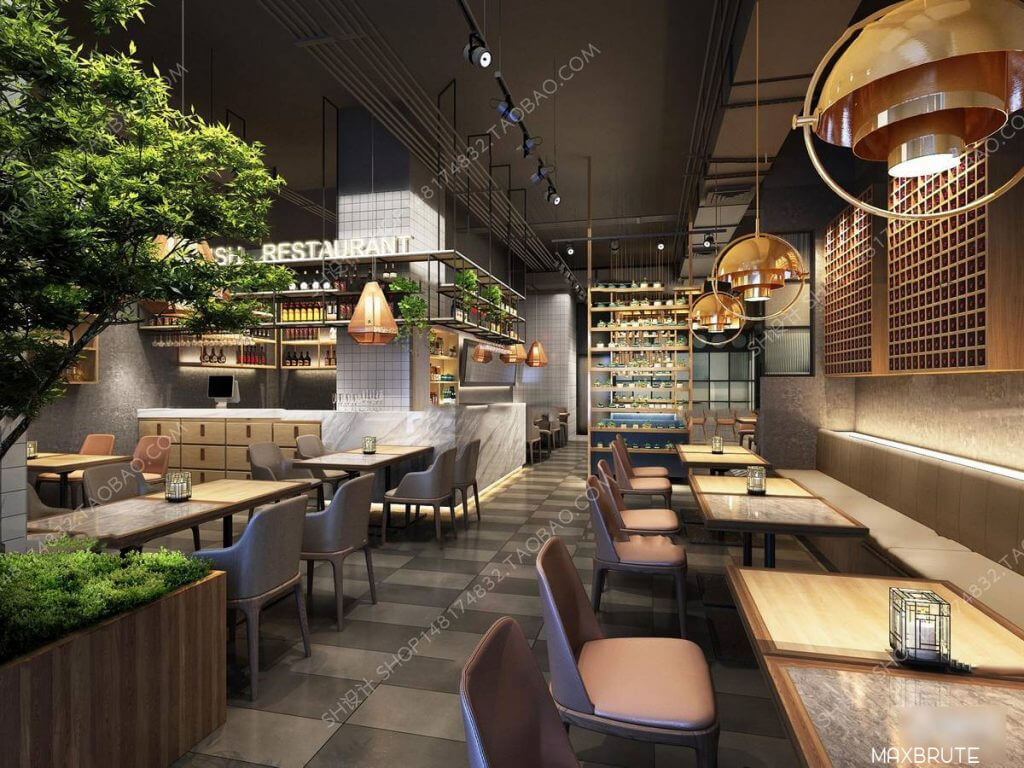 3D Model Interior Coffee 2 Scenes File 3dsmax Free Download