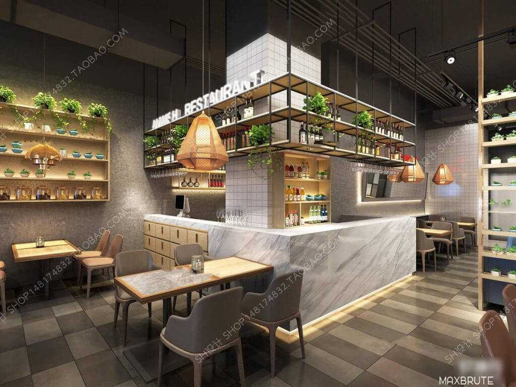 3D Model Interior Coffee 2 Scenes File 3dsmax Free Download