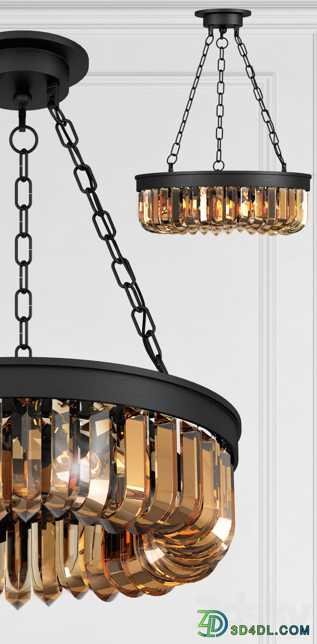 Chandelier Retro Frozen Glass Chandelier 6 Pendant light 3D Models