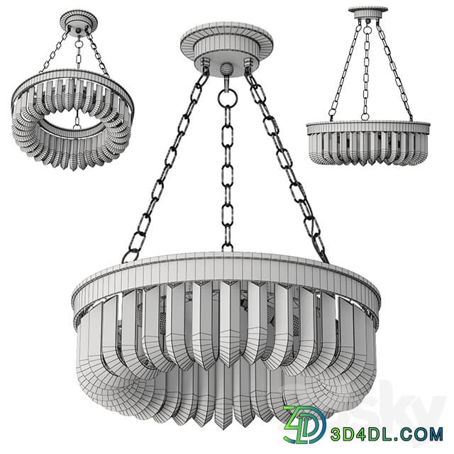 Chandelier Retro Frozen Glass Chandelier 6 Pendant light 3D Models