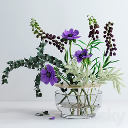 Bouquet in Ikebana vase 3D Models 