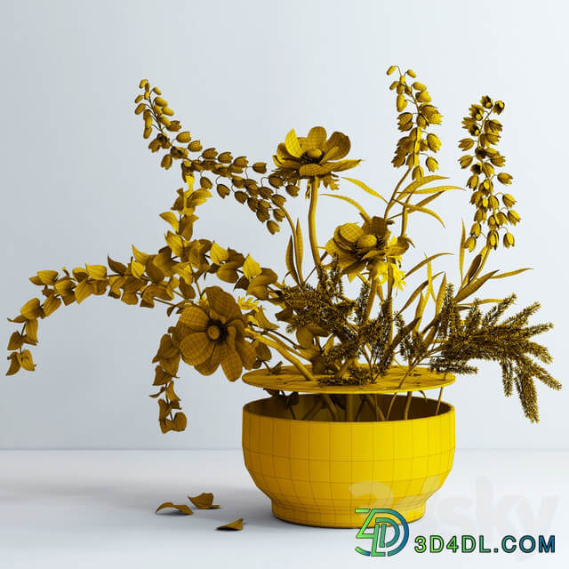 Bouquet in Ikebana vase 3D Models