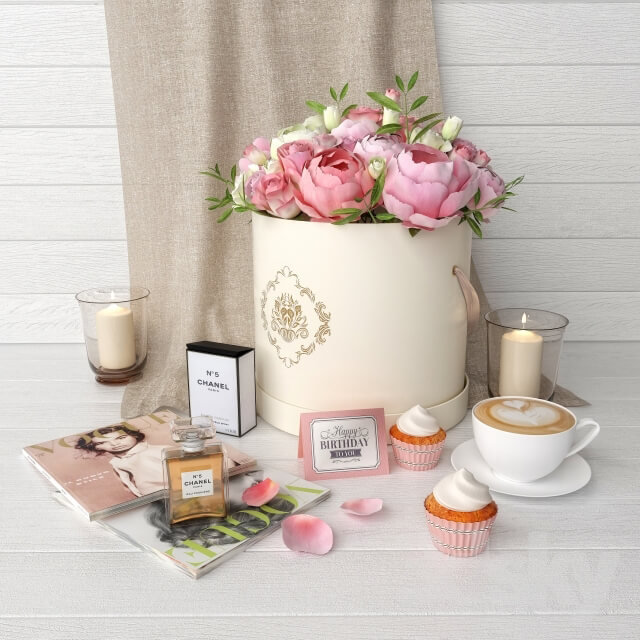 Flowers and coffee