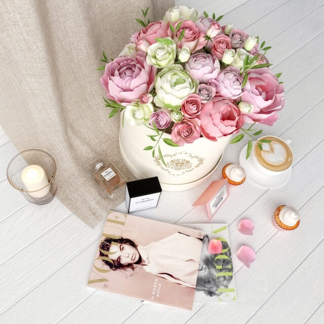 Flowers and coffee