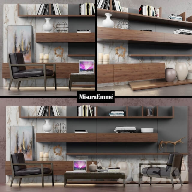 Wall Tao 10 Armchair Quadria Coffee table Antibes Misuraemme set 3D Models