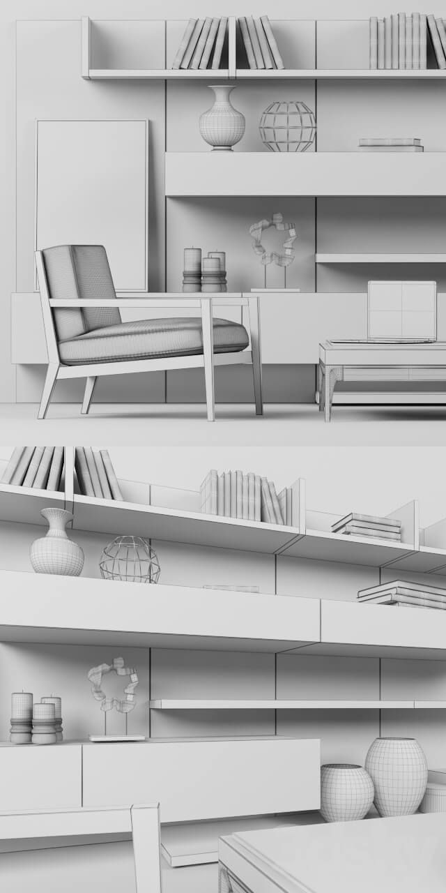 Wall Tao 10 Armchair Quadria Coffee table Antibes Misuraemme set 3D Models