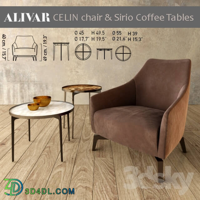Alivar Celin chair Sirio coffe tables