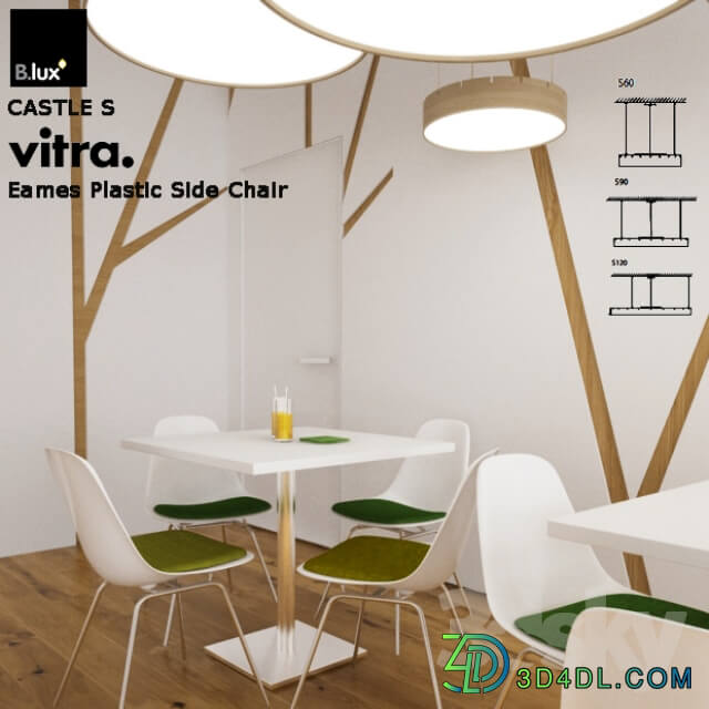 Table Chair Set B.Lux CASTELC Vitra Eames Plastic Side Chair