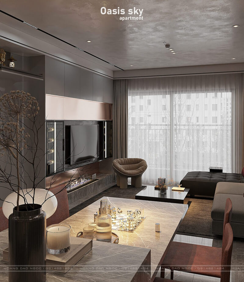 13184. 3D Living Room - Kitchen Interior Model Download by Hoang Dao Ngoc