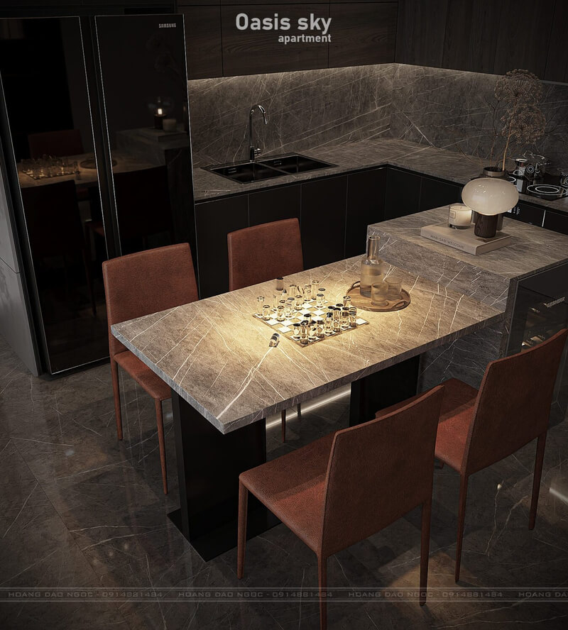 13184. 3D Living Room - Kitchen Interior Model Download by Hoang Dao Ngoc