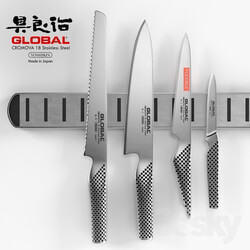 Global knife set magnetic knife rack 