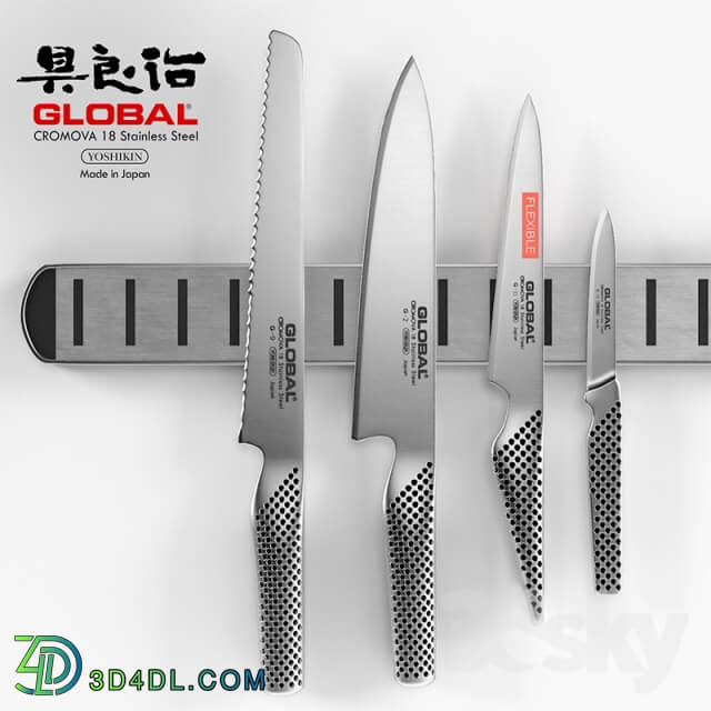 Global knife set magnetic knife rack