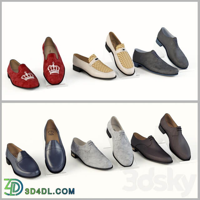 Shoes for men Gucci Bagatt Donald J Pilner ICEberg Footwear 3D Models