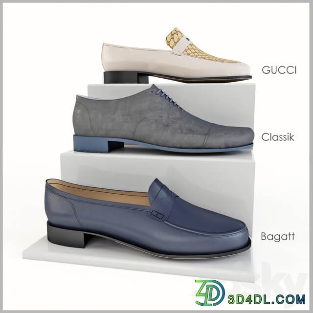 Shoes for men Gucci Bagatt Donald J Pilner ICEberg Footwear 3D Models