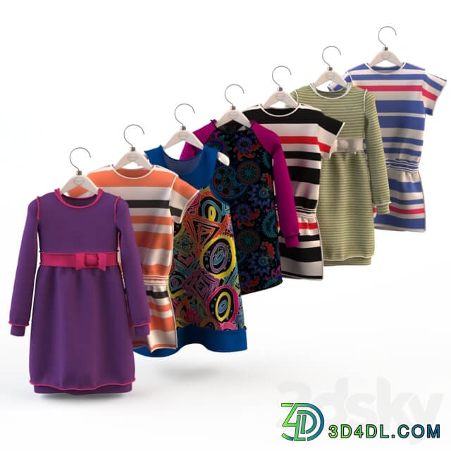 Children 39 s clothing on the shoulders for girls Clothes 3D Models