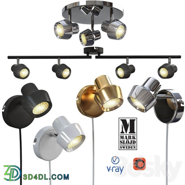 Ceiling and wall light from MARKSLOJD Sweden model URN. Pendant light 3D Models