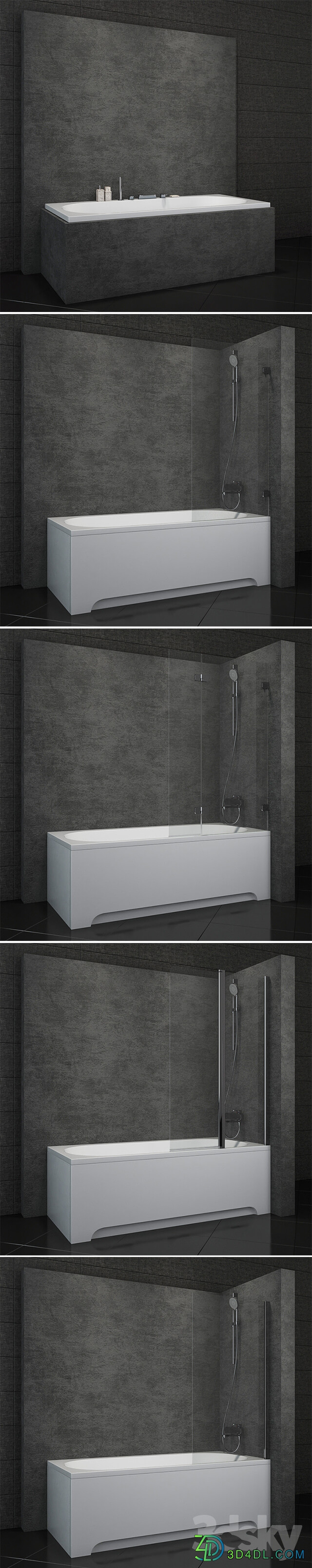 Bath Ravak City 4 curtains included 