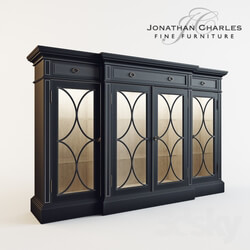 Sideboard Chest of drawer Black painted 4 door breakfront display cabinet Jonathan Charles 