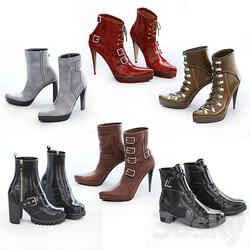 6 pairs of women 39 s shoes 2 Footwear 3D Models 