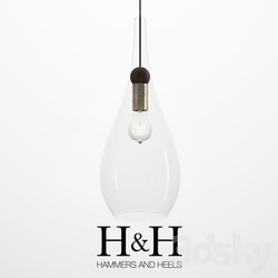 H H Blown Glass Wood Teardrop Pendant Pendant light 3D Models 