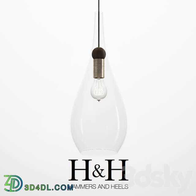 H H Blown Glass Wood Teardrop Pendant Pendant light 3D Models