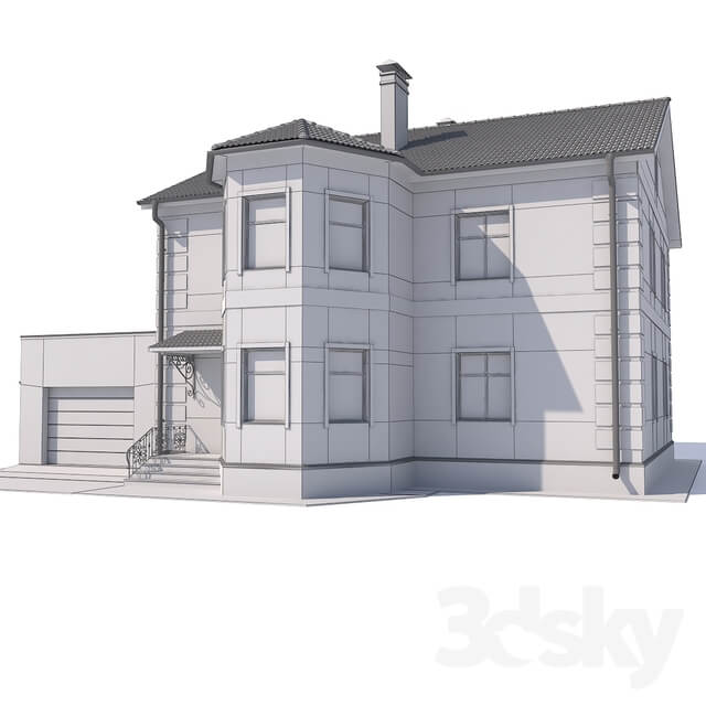 Two storey country cottage with a garage.