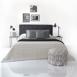 Bed Bed Kenay Kina cabecero gris oscuro 