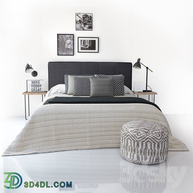 Bed Bed Kenay Kina cabecero gris oscuro
