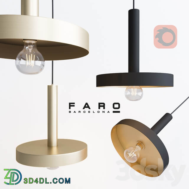 WHIZZ Black and satin gold pendant lamp Pendant light 3D Models