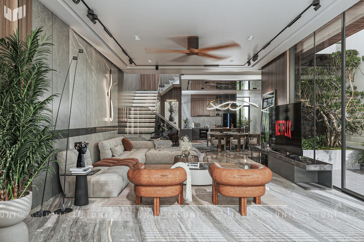 13430. 3D Living Room - Kitchen Interior Model Download by Nguyen Trung Phuc