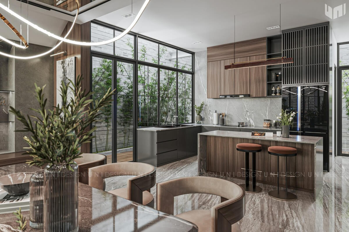 13430. 3D Living Room - Kitchen Interior Model Download by Nguyen Trung Phuc