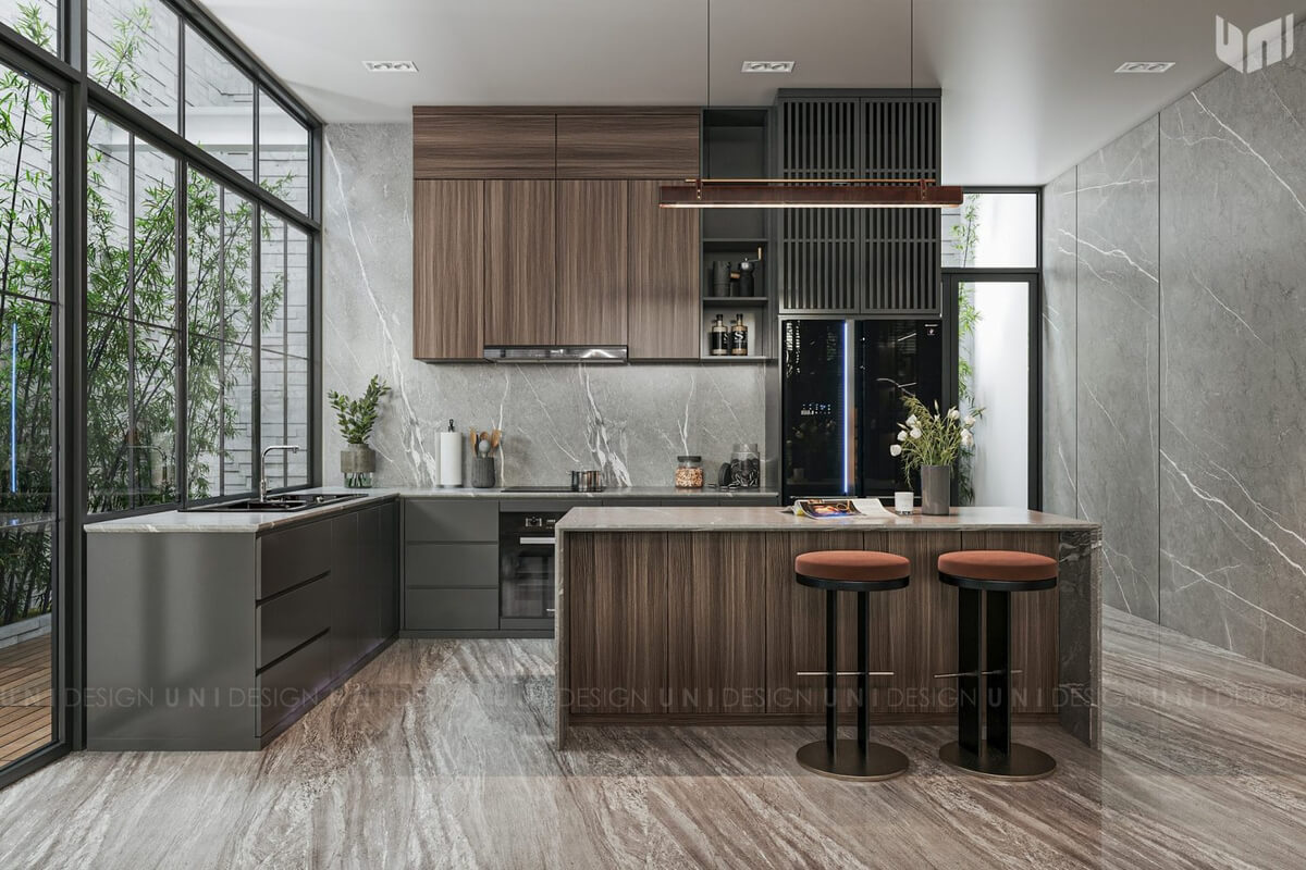 13430. 3D Living Room - Kitchen Interior Model Download by Nguyen Trung Phuc