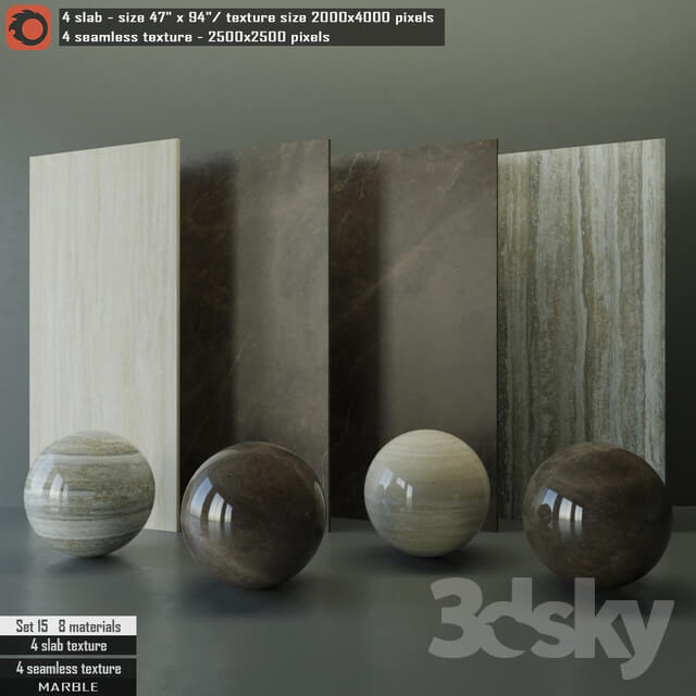 Marble slab Seamless texture Set 15