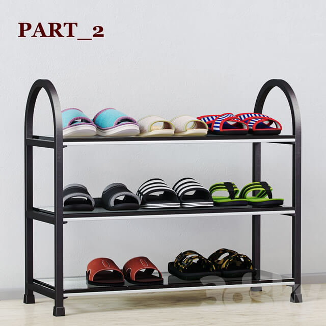 Set of slippers 2 Footwear 3D Models