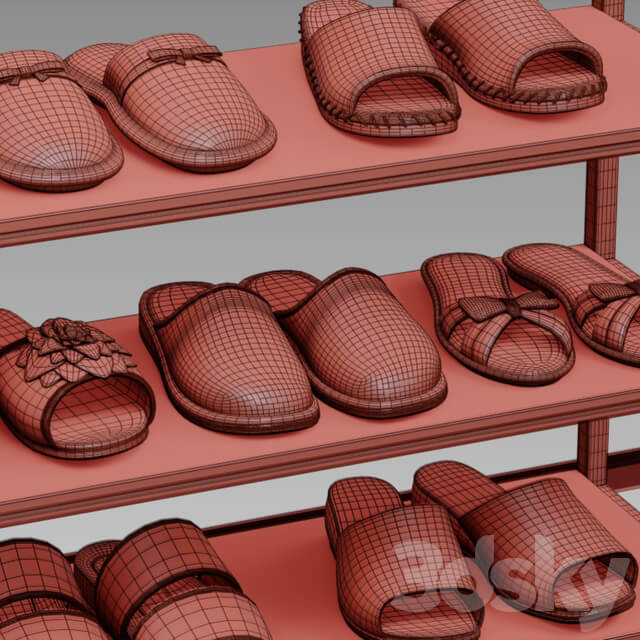 Set of slippers 2 Footwear 3D Models