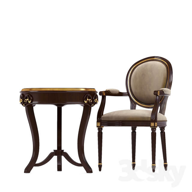 Table Chair Coffee table with Carpanese armchairs.