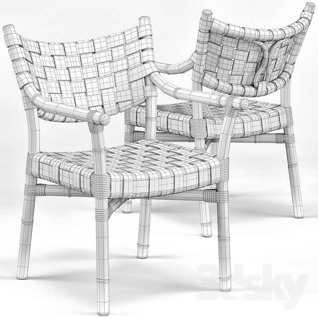 Canyon Leather And Rattan Chair