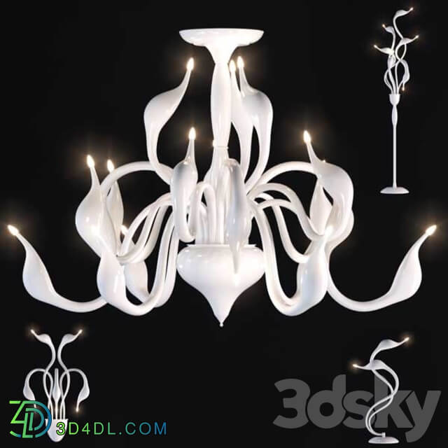 Lightstar Cigno collo Pendant light 3D Models