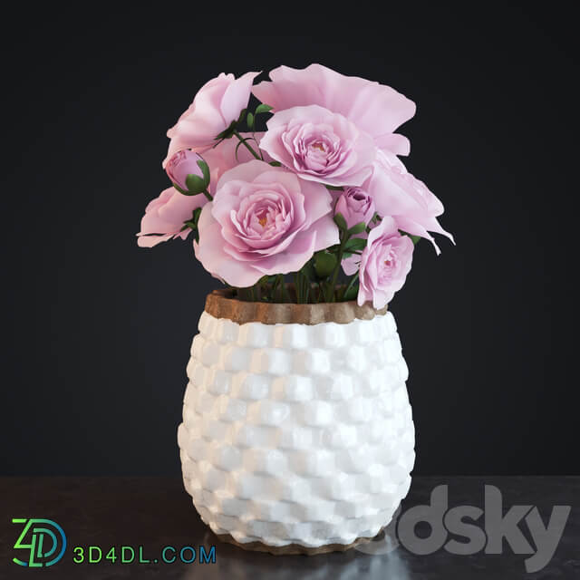 Flowers in Crate and Barrel Rati Vase 3D Models