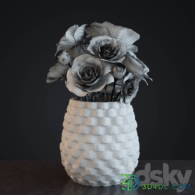 Flowers in Crate and Barrel Rati Vase 3D Models